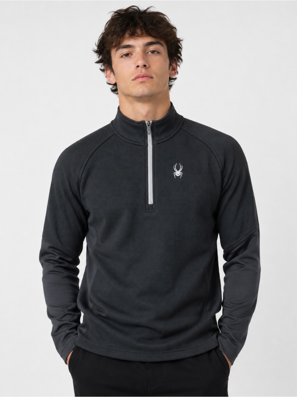Spyder Men’s Fleece-Lined Quarter Zip Pullover - Black (L)